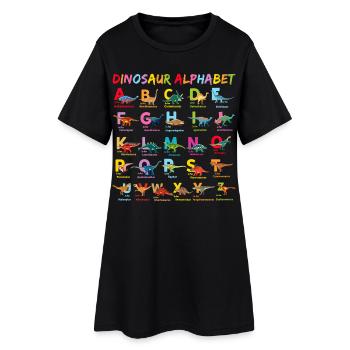 Abécédaire Dinosaure Alphabet Enfant - Robe T-shirt Femme - noir - Devant