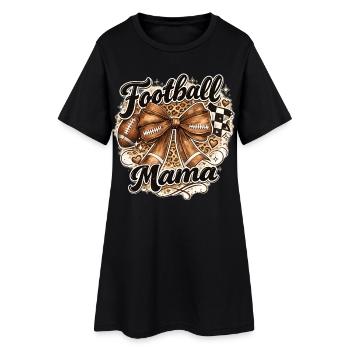 Football Mama Schleife Leopard Muttertag Sport  - Frauen T-Shirt-Kleid - Schwarz - Vorne