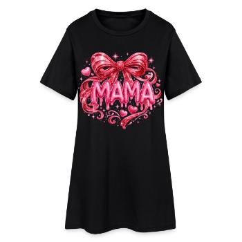 Mama Glitter Leopard Blumen Muttertag Geschenk  - Frauen T-Shirt-Kleid - Schwarz - Vorne