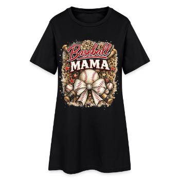 Baseball Mam Bow Leopard Sports de la fête des mères - Robe T-shirt Femme - noir - Devant