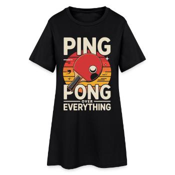 T-shirt de ping-pong – Motif rétro de tennis de table - Robe T-shirt Femme - noir - Devant