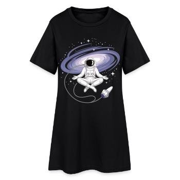 T-shirt de yoga astronaute – Méditation spatiale - Robe T-shirt Femme - noir - Devant