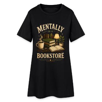 Bibliothek Bücherwurm Fiction Fan Design - Frauen T-Shirt-Kleid - Schwarz - Vorne