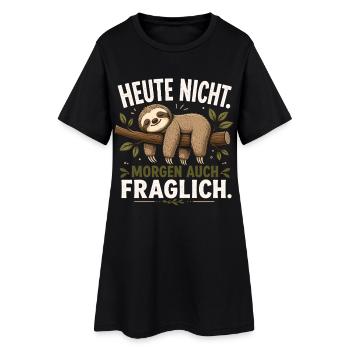 Faultier Heute Nicht Morgen Fraglich Shirt - Frauen T-Shirt-Kleid - Schwarz - Vorne