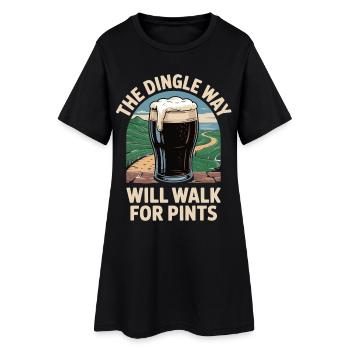 Bier T-Shirt The Dingle Way – Irisches Pub Motiv - Frauen T-Shirt-Kleid - Schwarz - Vorne