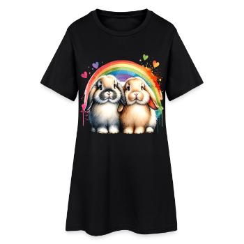 Dwarf Ram Rabbit Gift - Women’s T-Shirt Dress - black - Front