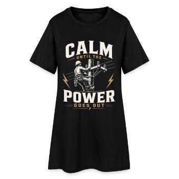 Electrician Work Electricity Cable Motif - Women’s T-Shirt Dress - black - Front