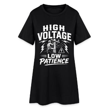 Lineman Papa Strom Leitung Arbeit Motiv - Frauen T-Shirt-Kleid - Schwarz - Vorne
