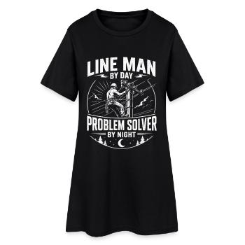 Motif de technicien câble électrique - Robe T-shirt Femme - noir - Devant