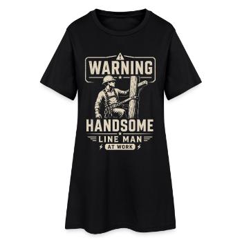 Electricity Cable Technology Electrician Motif - Women’s T-Shirt Dress - black - Front