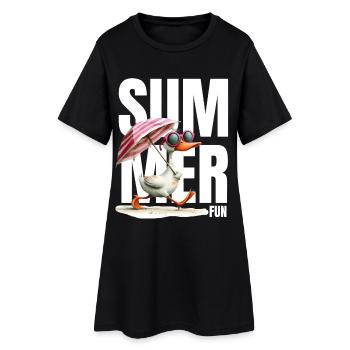 Canard d’été avec parasol et lunettes - Robe T-shirt Femme - noir - Devant