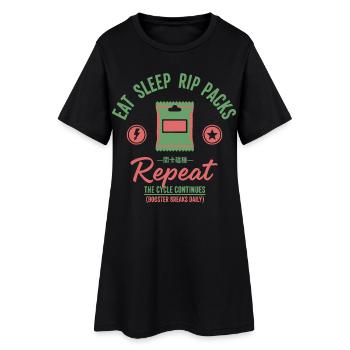 Eat Sleep Rip Packs Repeat trading card - Women’s T-Shirt Dress - black - Front