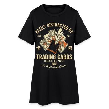 Easily Distracted By Trading Cards Unleash The - Women’s T-Shirt Dress - black - Front