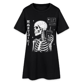 Kaffee Skelett Japan Style Shirt - Frauen T-Shirt-Kleid - Schwarz - Vorne