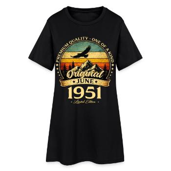 Cadeau du 75e anniversaire Millésime juin Millésime 1951 - Robe T-shirt Femme - noir - Devant