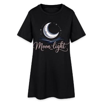 T-shirt au clair de lune avec croissant de lune – Nuit mystique - Robe T-shirt Femme - noir - Devant