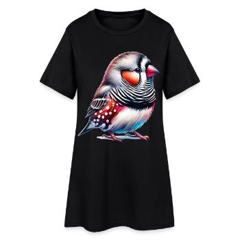 Zebra Finch Motif - Women’s T-Shirt Dress - black - Front