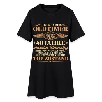 Legendärer Oldtimer 1986 – 40. Geburtstag - Frauen T-Shirt-Kleid - Schwarz - Vorne
