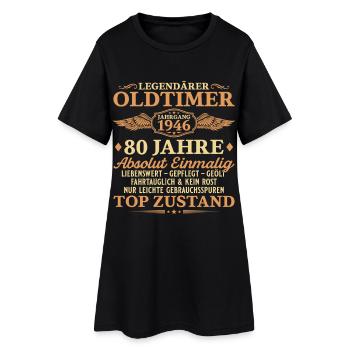 Legendärer Oldtimer 1946 – 80. Geburtstag - Frauen T-Shirt-Kleid - Schwarz - Vorne