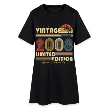 Cadeau rétro vintage d’anniversaire 2008 - Robe T-shirt Femme - noir - Devant
