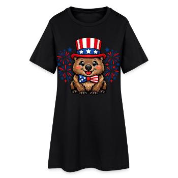 Wombat Australia Animals Patriot Independence Day - Women’s T-Shirt Dress - black - Front