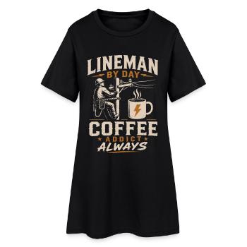 Electricity, Technician, Coffee, Cable, Work - Women’s T-Shirt Dress - black - Front