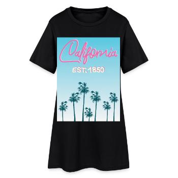 Skyline rétro californien en palmier - Robe T-shirt Femme - noir - Devant