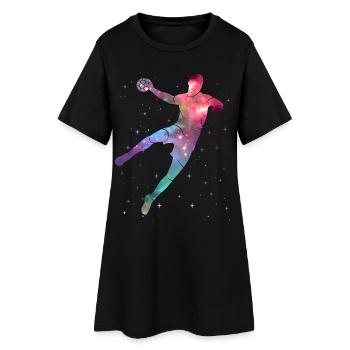 Handballspieler Handballer Weltraum Junge Handball - Frauen T-Shirt-Kleid - Schwarz - Vorne