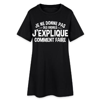 Patron Cadeau humour personnalisé - Robe T-shirt Femme - noir - Devant
