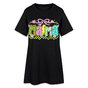 Mama Retro Flashy | Style Néon Fête des Mères - Robe T-shirt Femme - noir - Devant