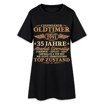 Legendärer Oldtimer 1991 – 35. Geburtstag - Frauen T-Shirt-Kleid - Schwarz - Vorne