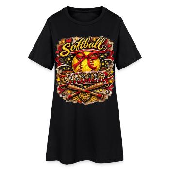 Softball Sister Bow Leopard Sport Design - Robe T-shirt Femme - noir - Devant