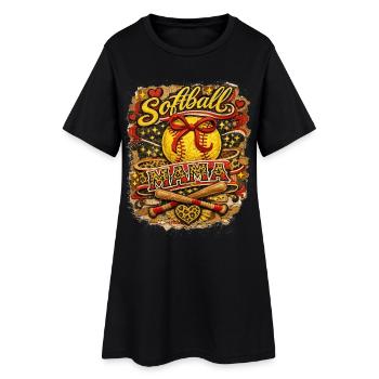 Softball Mom Bow Leopard Sport Design - Robe T-shirt Femme - noir - Devant