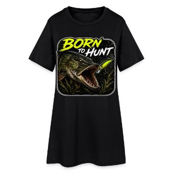 Conception de la pêche au brochet, né pour chasser - Robe T-shirt Femme - noir - Devant