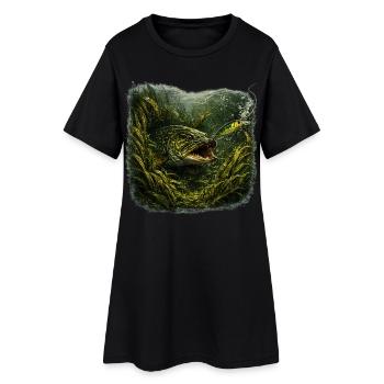 Conception de la pêche aux prédateurs en embuscade de brochets - Robe T-shirt Femme - noir - Devant