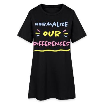 Normaliser nos différences - Inclusion TSA TDAH - Robe T-shirt Femme - noir - Devant