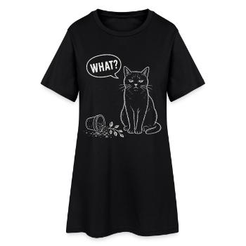Chat Quel Pot de Fleurs Chemise Humoristique - Robe T-shirt Femme - noir - Devant
