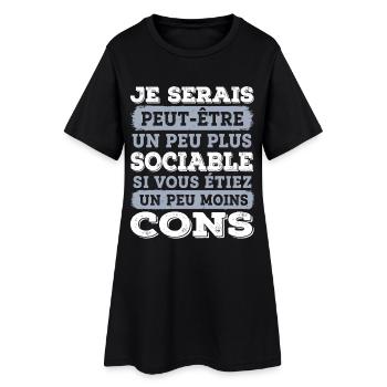 SOCIABLE Cadeau humour personnalisé - Robe T-shirt Femme - noir - Devant