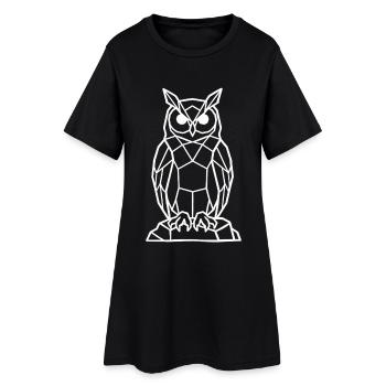 Ligne géométrique de la chouette - blanc - Robe T-shirt Femme - noir - Devant