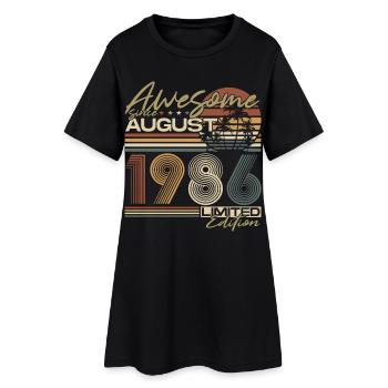 Cadeau vintage d’anniversaire d’août 1986 - Robe T-shirt Femme - noir - Devant