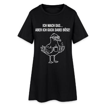 Möwe mit Kaffee böse gucken - Frauen T-Shirt-Kleid - Schwarz - Vorne