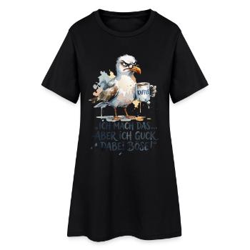 Möwe mit Kaffee Ich mache das böse gucken - Frauen T-Shirt-Kleid - Schwarz - Vorne