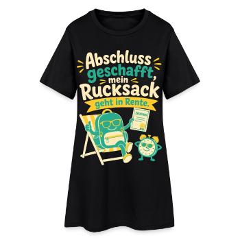 Abschluss geschafft, mein Rucksack geht in Rente. - Frauen T-Shirt-Kleid - Schwarz - Vorne