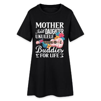 Mère et fille Ukulélé Amies Musique d’Hawaï - Robe T-shirt Femme - noir - Devant