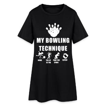 Ma technique de bowling : crier à 10 quilles humour - Robe T-shirt Femme - noir - Devant