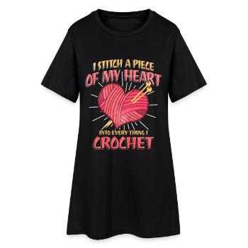 Valentine's Day Crochet Love - Women’s T-Shirt Dress - black - Front