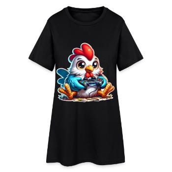 Chicken Gaming Gamer - Frauen T-Shirt-Kleid - Schwarz - Vorne