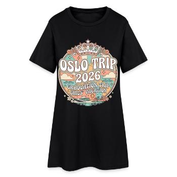 Voyage à Oslo 2026 Vacances des filles de remise des diplômes - Robe T-shirt Femme - noir - Devant