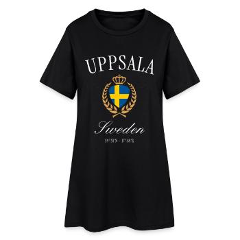 Uppsala Schweden Wappen Krone – Reise Souvenir - Frauen T-Shirt-Kleid - Schwarz - Vorne