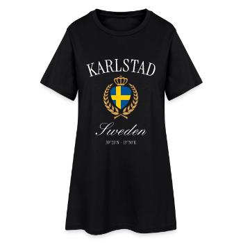Karlstad Schweden Wappen Krone – Reise Souvenir - Frauen T-Shirt-Kleid - Schwarz - Vorne